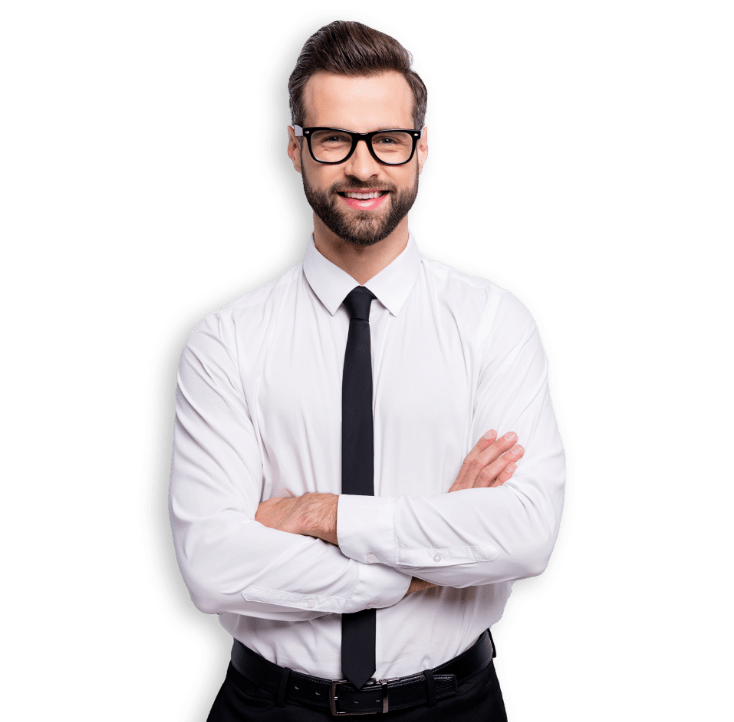 Uomo con le braccia conserte