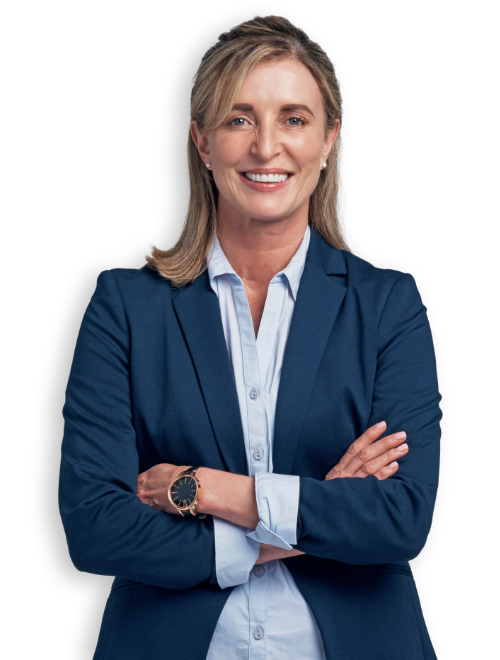 Donna sorridente con tablet in mano