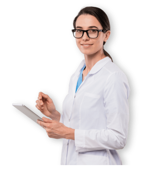 Dottoressa con il tablet in mano