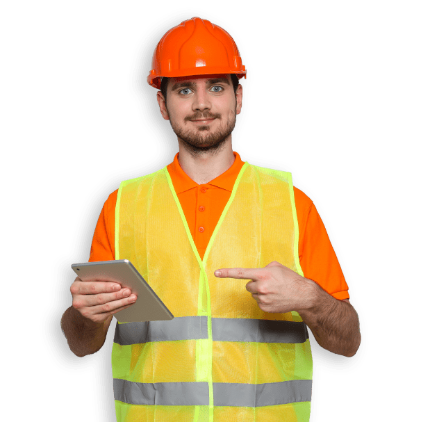 Lavoratore con tablet in mano