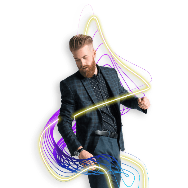 Uomo con flusso energia di innovazione