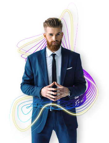 Uomo avvolto da energia di luce