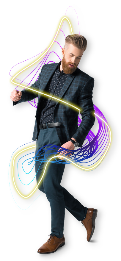 Uomo con flusso energia di innovazione