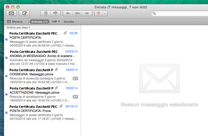 Casella pronta a ricevere