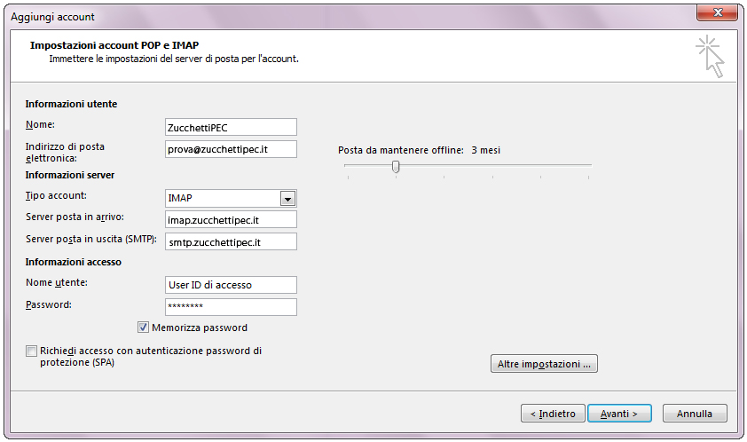 Configurazioni account