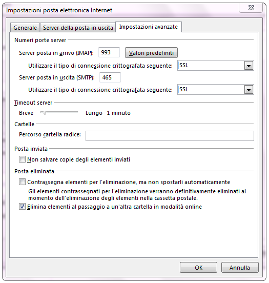 Impostazioni avanzate