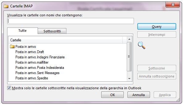 Cartelle IMAP - Query