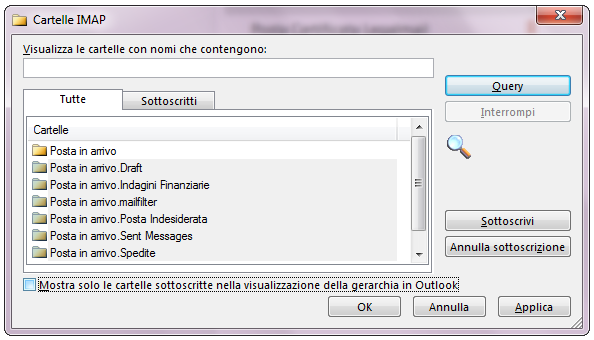 Mostra solo le cartelle sottoscritte nella visualizzazione della gerarchia in Outlook