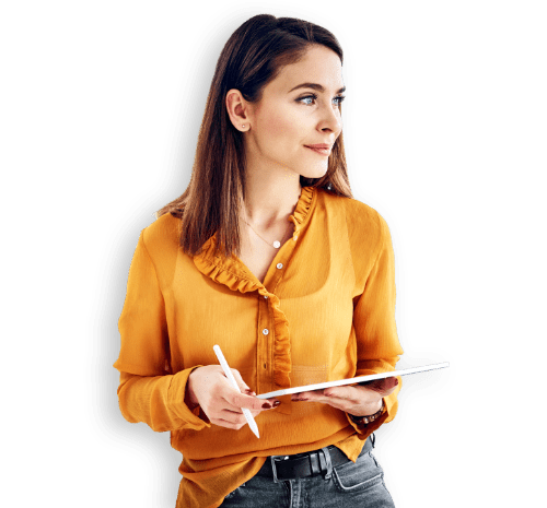 Ragazza camicia arancione software firma, marca e verifica