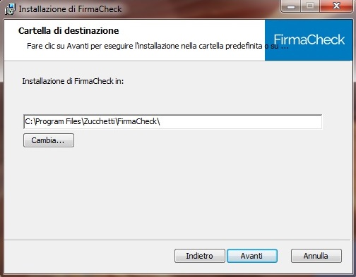 Seleziona cartella installazione su Windows